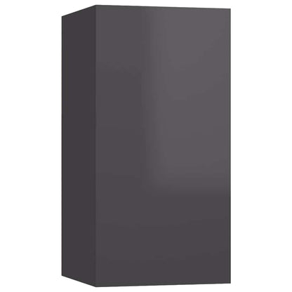 vidaXL Meuble TV 4 pcs Gris brillant Bois d'ingénierie