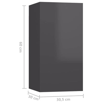 vidaXL Meuble TV 4 pcs Gris brillant Bois d'ingénierie