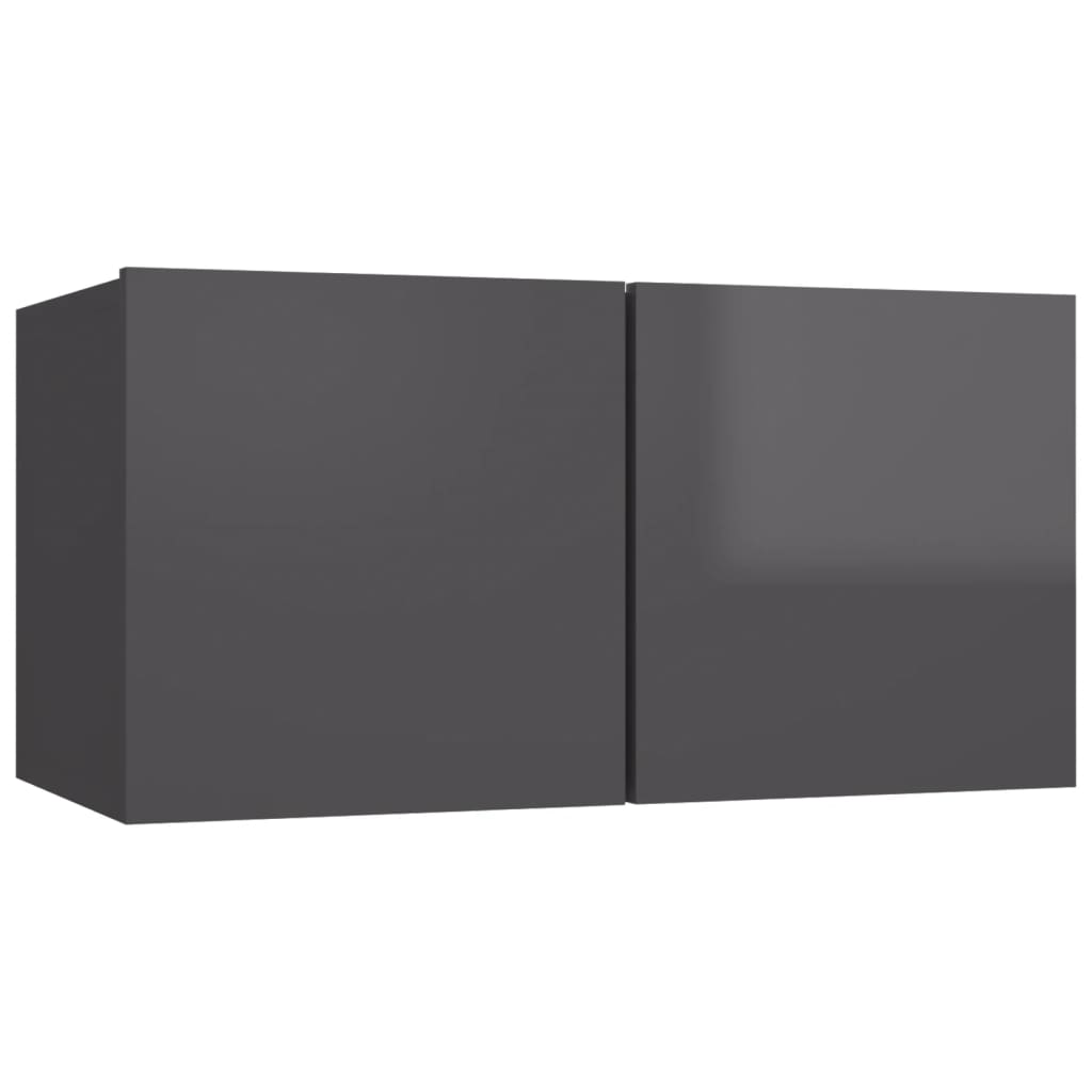 vidaXL Meuble TV 4 pcs Gris brillant Bois d'ingénierie