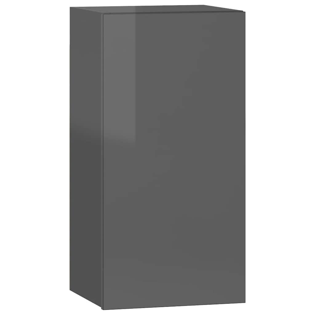 vidaXL Meuble TV, 8 pcs, gris brillant, bois d'ingénierie