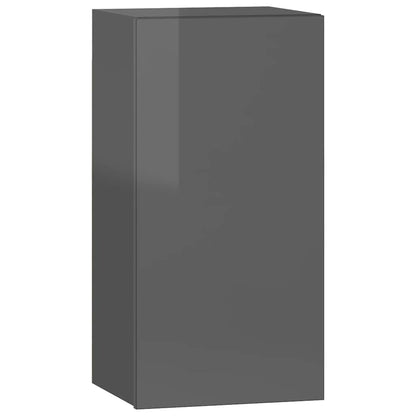 vidaXL Meuble TV, 8 pcs, gris brillant, bois d'ingénierie