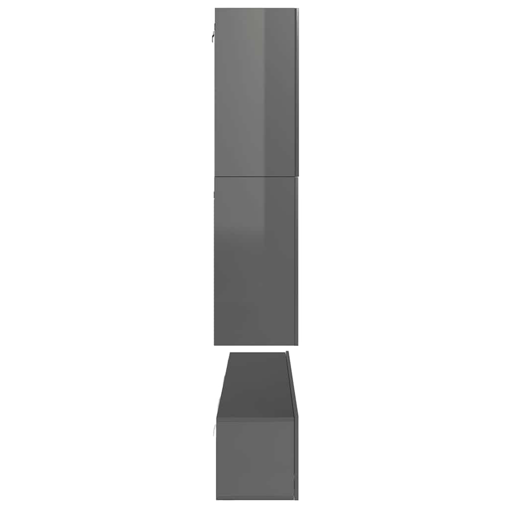 vidaXL Meuble TV, 8 pcs, gris brillant, bois d'ingénierie