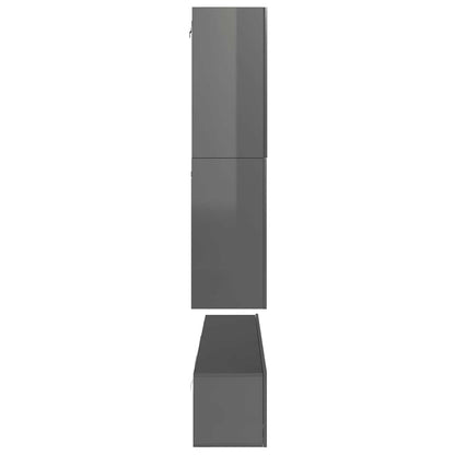 vidaXL Meuble TV, 8 pcs, gris brillant, bois d'ingénierie