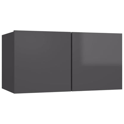 vidaXL Meuble TV, 8 pcs, gris brillant, bois d'ingénierie