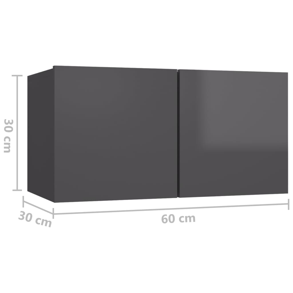 vidaXL Meuble TV, 8 pcs, gris brillant, bois d'ingénierie