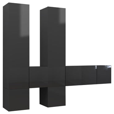 vidaXL Ensemble de 7 meubles TV gris brillant en bois d'ingénierie