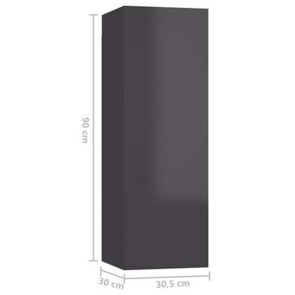 vidaXL 7-tlg. TV-Schrank-Set Hochglanz-Grau Holzwerkstoff