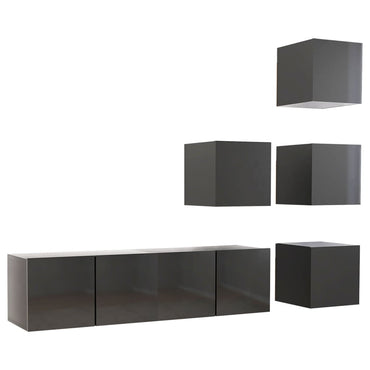 vidaXL Meuble TV, 6 pcs, Gris brillant, Aggloméré