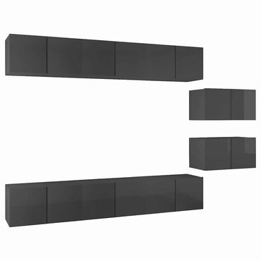 vidaXL Meubles TV 8 pcs Gris brillant Aggloméré