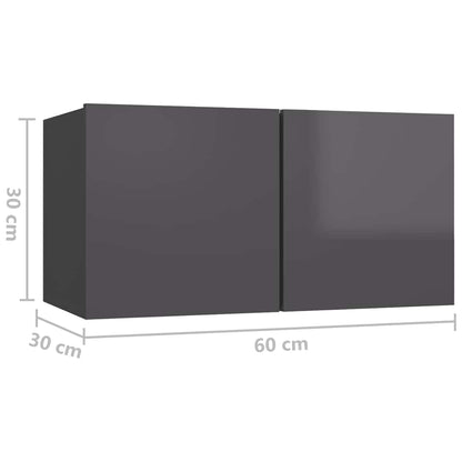 vidaXL Meubles TV 8 pcs Gris brillant Aggloméré