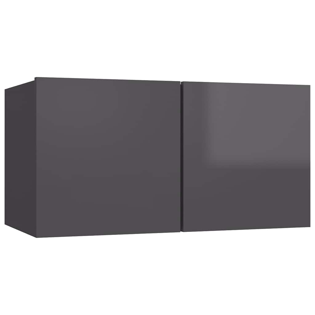 vidaXL 4-tlg. TV-Schrank-Set Hochglanz-Grau Holzwerkstoff