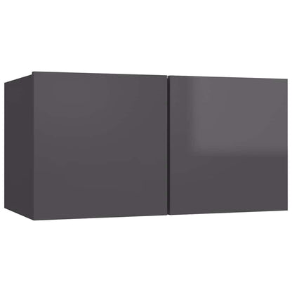 vidaXL 4-tlg. TV-Schrank-Set Hochglanz-Grau Holzwerkstoff