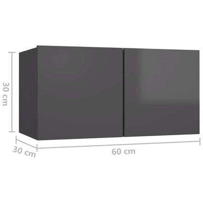 vidaXL 4-tlg. TV-Schrank-Set Hochglanz-Grau Holzwerkstoff