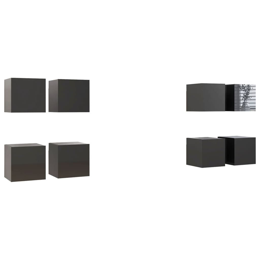 vidaXL Meubles TV muraux 8 pcs Gris brillant 30,5x30x30 cm