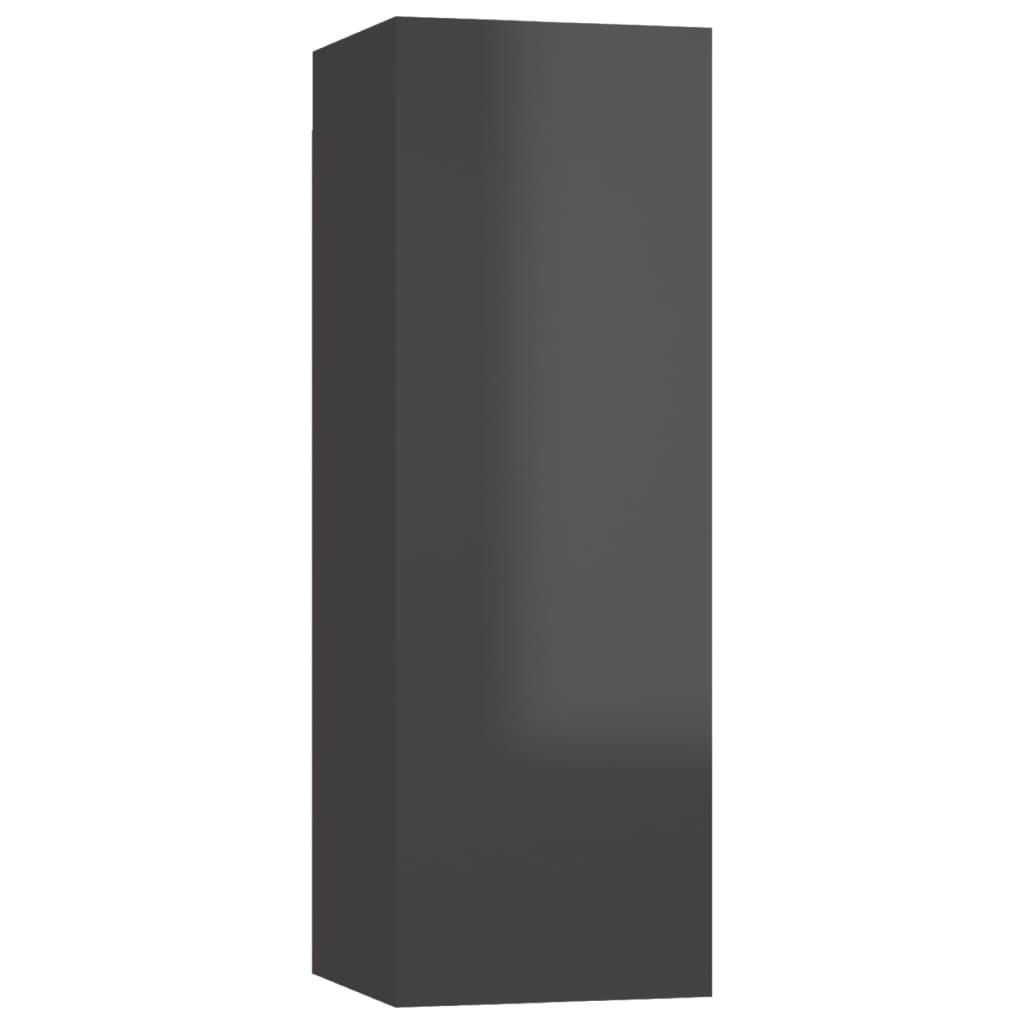 vidaXL TV-Schränke 4 Stk. Hochglanz-Grau 30,5x30x90cm Holzwerkstoff