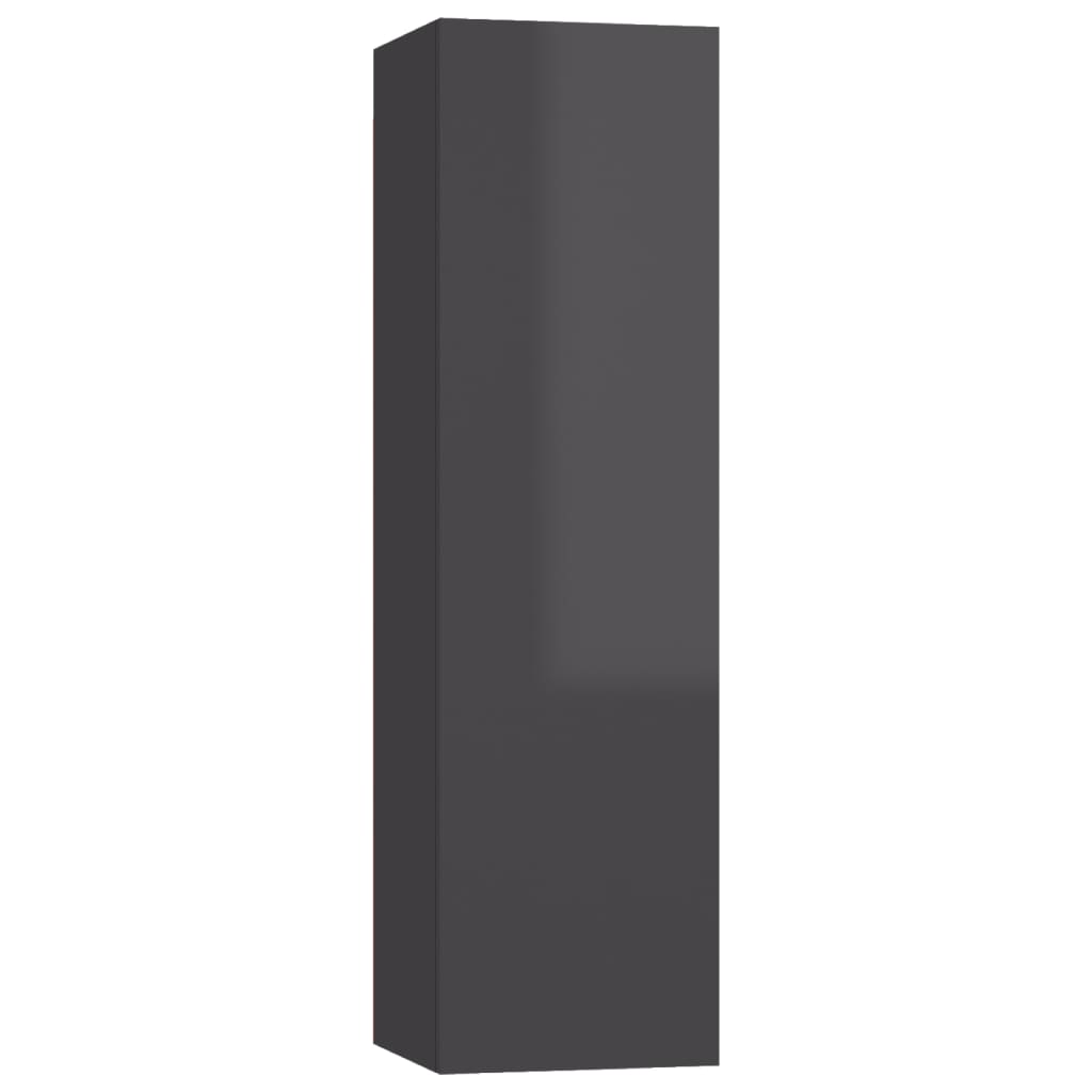vidaXL TV-Schränke 4 Stk. Hochglanz Grau 30,5x30x110 cm Holzwerkstoff