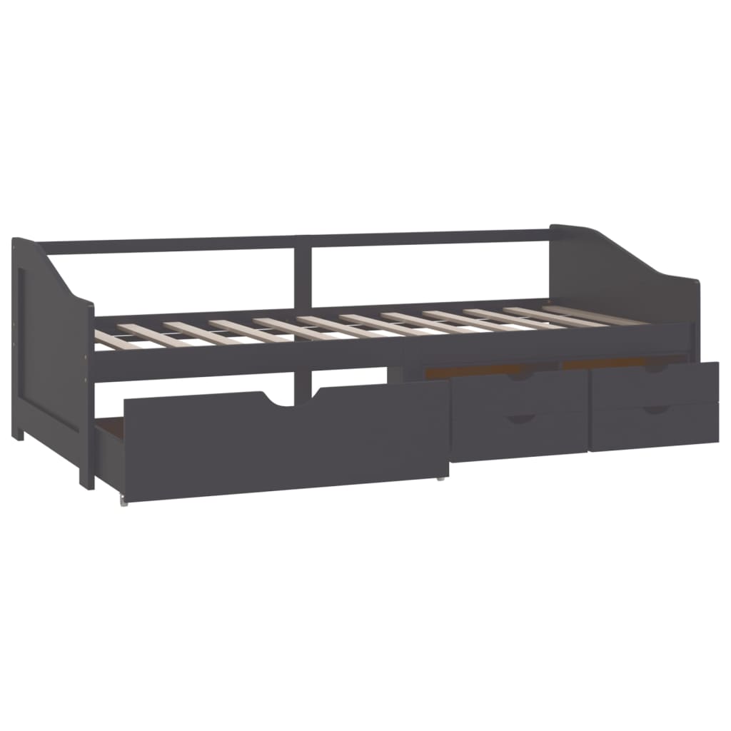 vidaXL Tagesbett 3-Sitzer mit Schubladen Grau Kiefernholz 90x200 cm