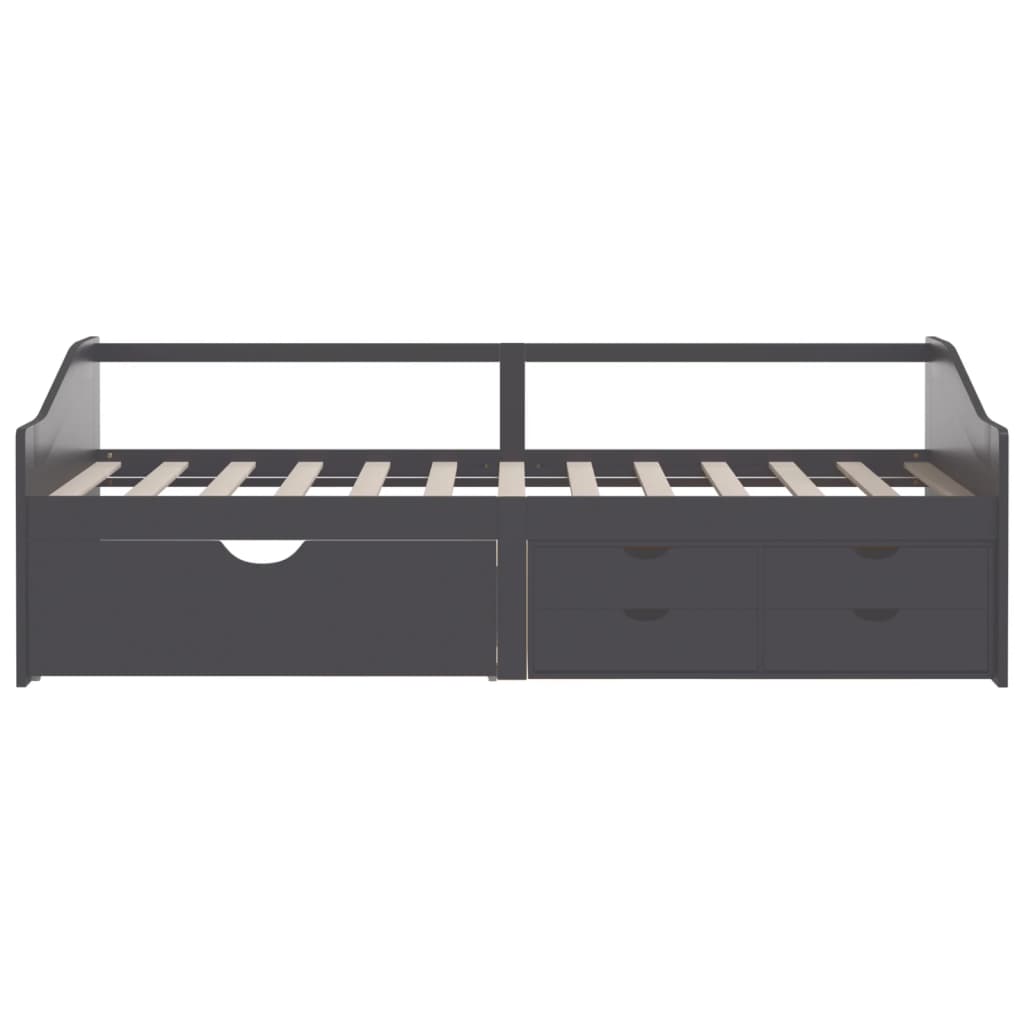 vidaXL Tagesbett 3-Sitzer mit Schubladen Grau Kiefernholz 90x200 cm