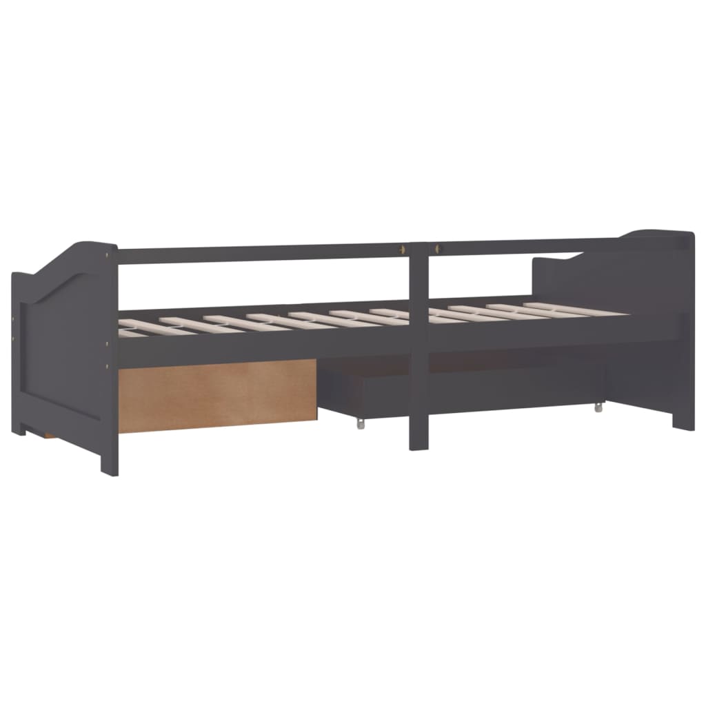 vidaXL Tagesbett 3-Sitzer mit Schubladen Grau Kiefernholz 90x200 cm