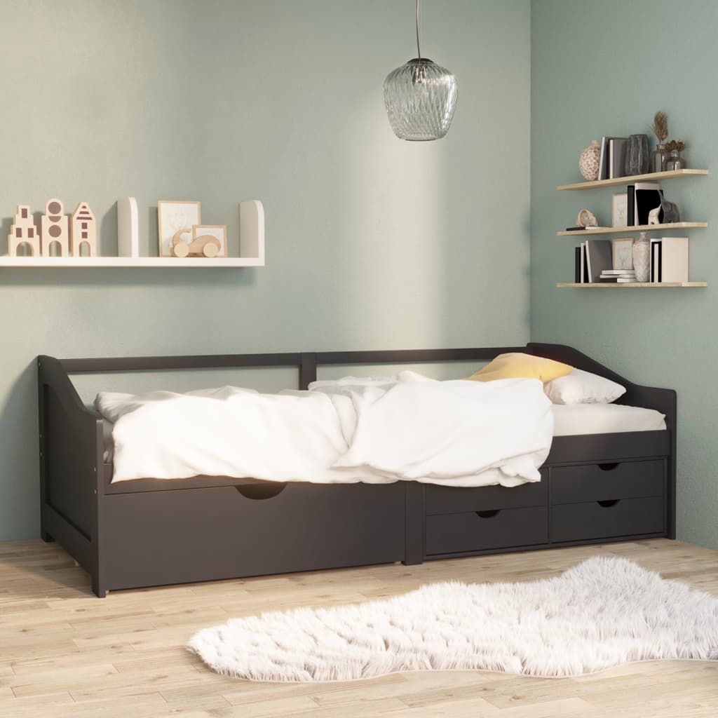 vidaXL Tagesbett 3-Sitzer mit Schubladen Grau Kiefernholz 90x200 cm