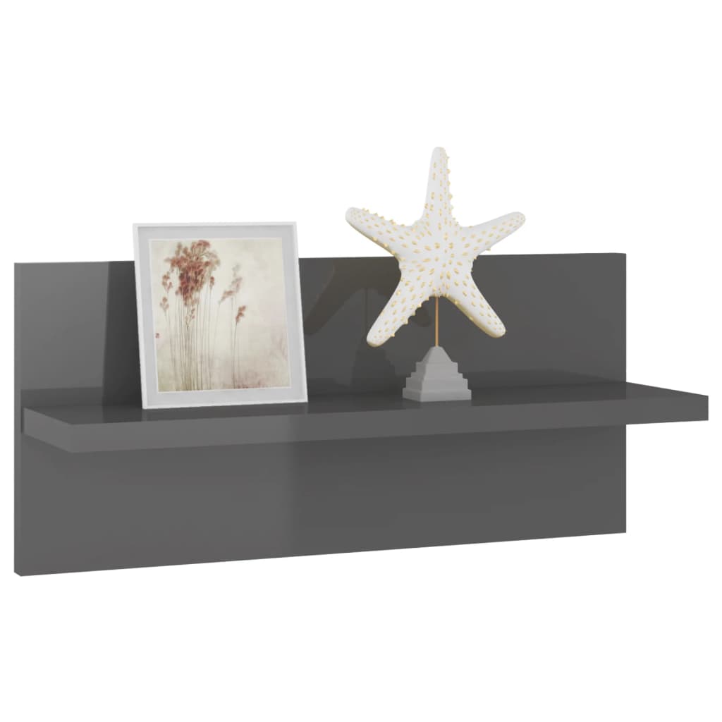 vidaXL Étagères murales 4 pcs Gris brillant 40x11,5x18 cm