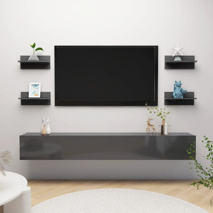 vidaXL Étagères murales 4 pcs Gris brillant 40x11,5x18 cm