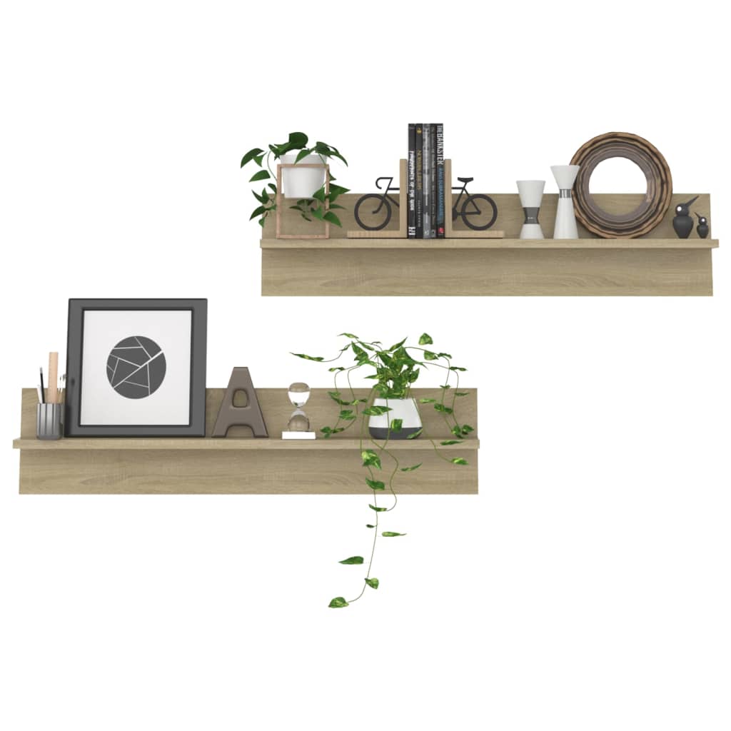 vidaXL Wandregale 2 Stk. Sonoma-Eiche 80x11,5x18 cm Holzwerkstoff