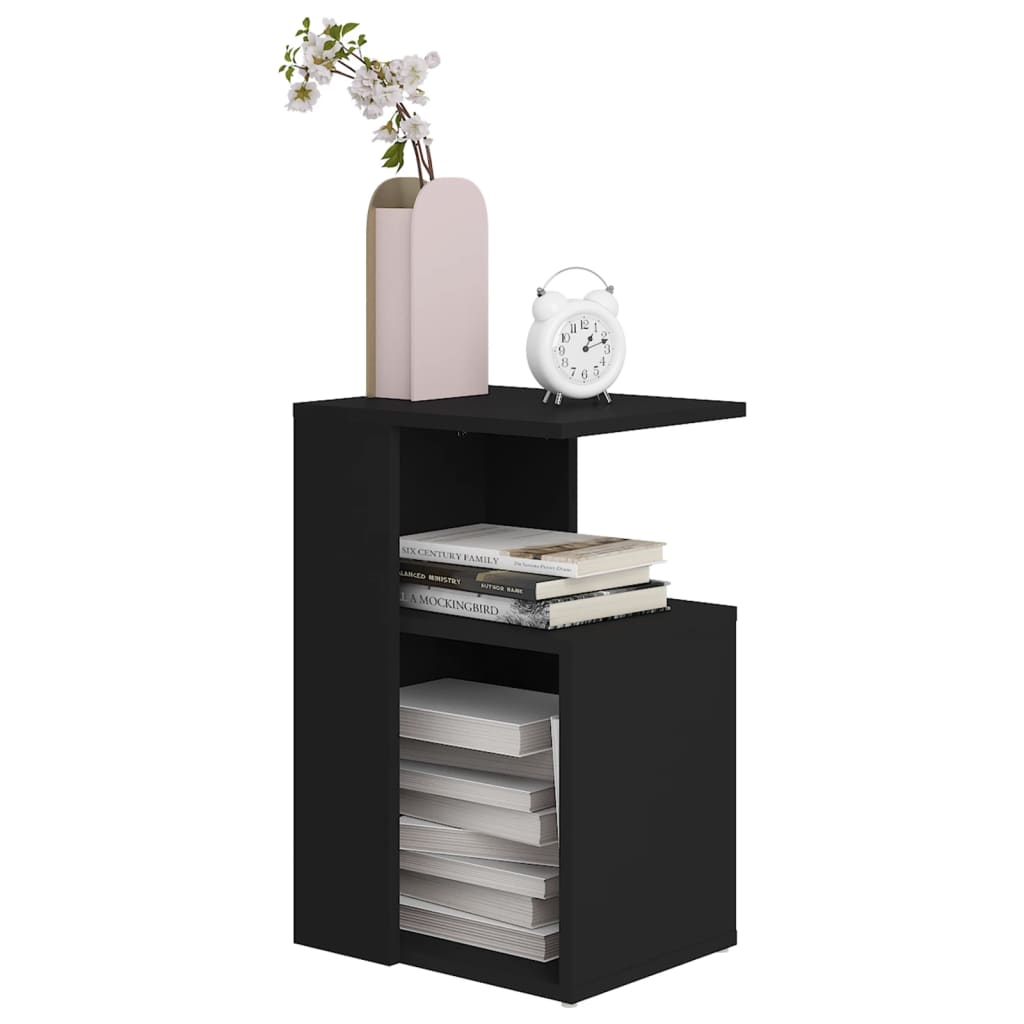vidaXL Table d'appoint noir 36x30x56 cm Bois d'ingénierie