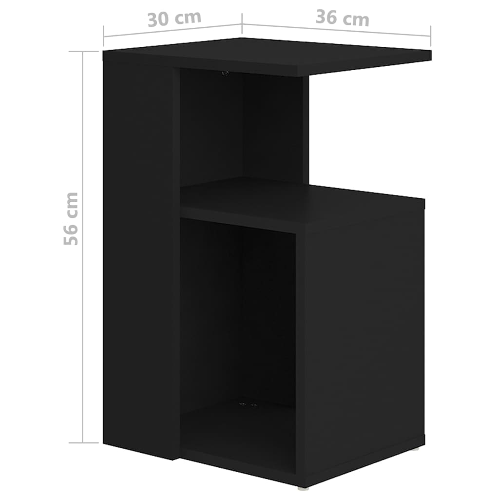 vidaXL Table d'appoint noir 36x30x56 cm Bois d'ingénierie