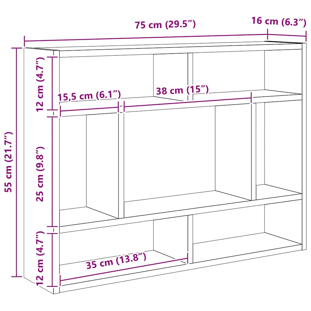 vidaXL Wandregal Weiß 75x16x55 cm Holzwerkstoff