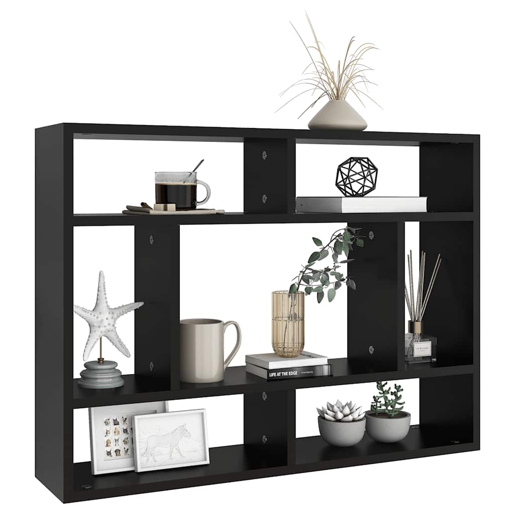 vidaXL Étagère murale noire 75x16x55 cm Bois d'ingénierie