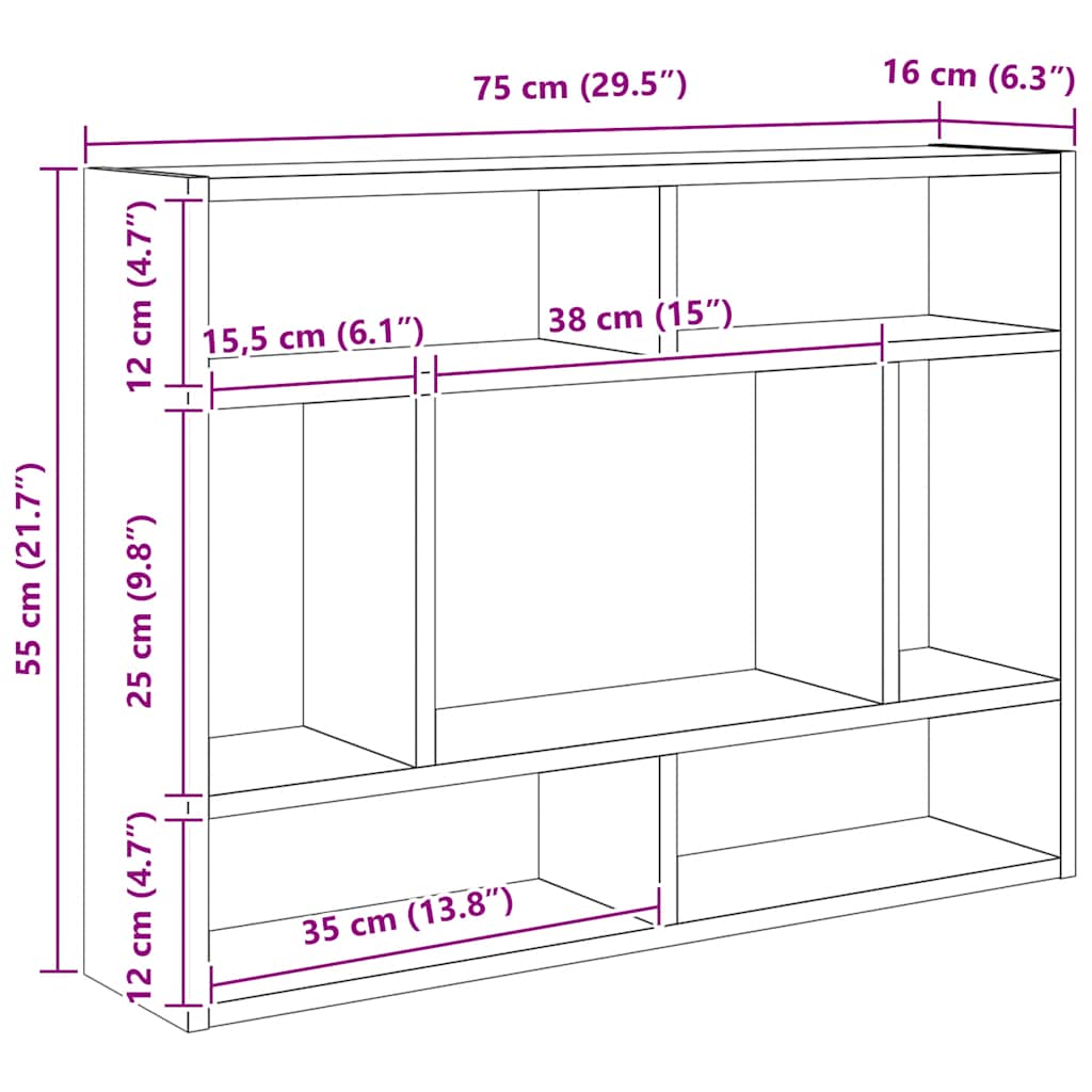 vidaXL Étagère murale gris béton 75x16x55 cm Bois d'ingénierie
