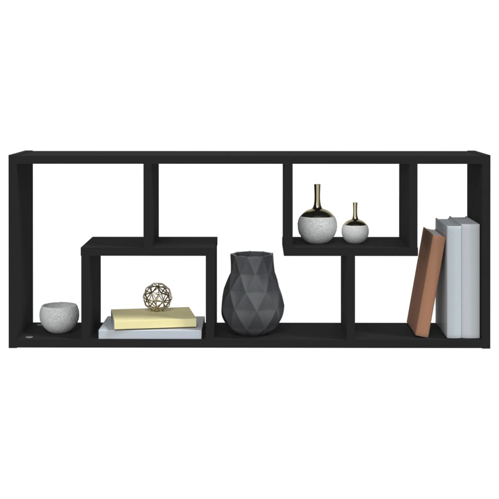 vidaXL Étagère murale noire 36x16x90 cm Bois d'ingénierie