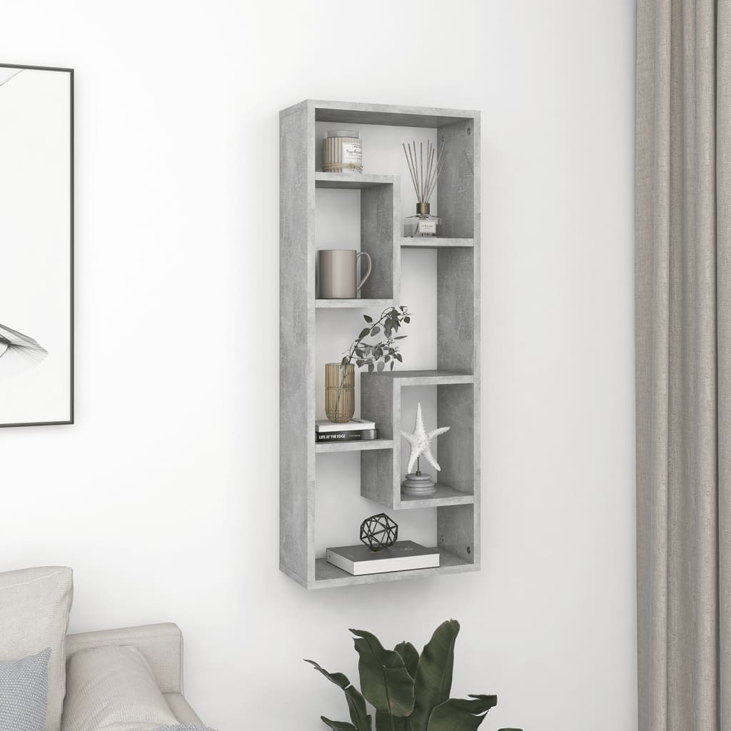 vidaXL Étagère murale gris béton 36x16x90 cm Bois d'ingénierie