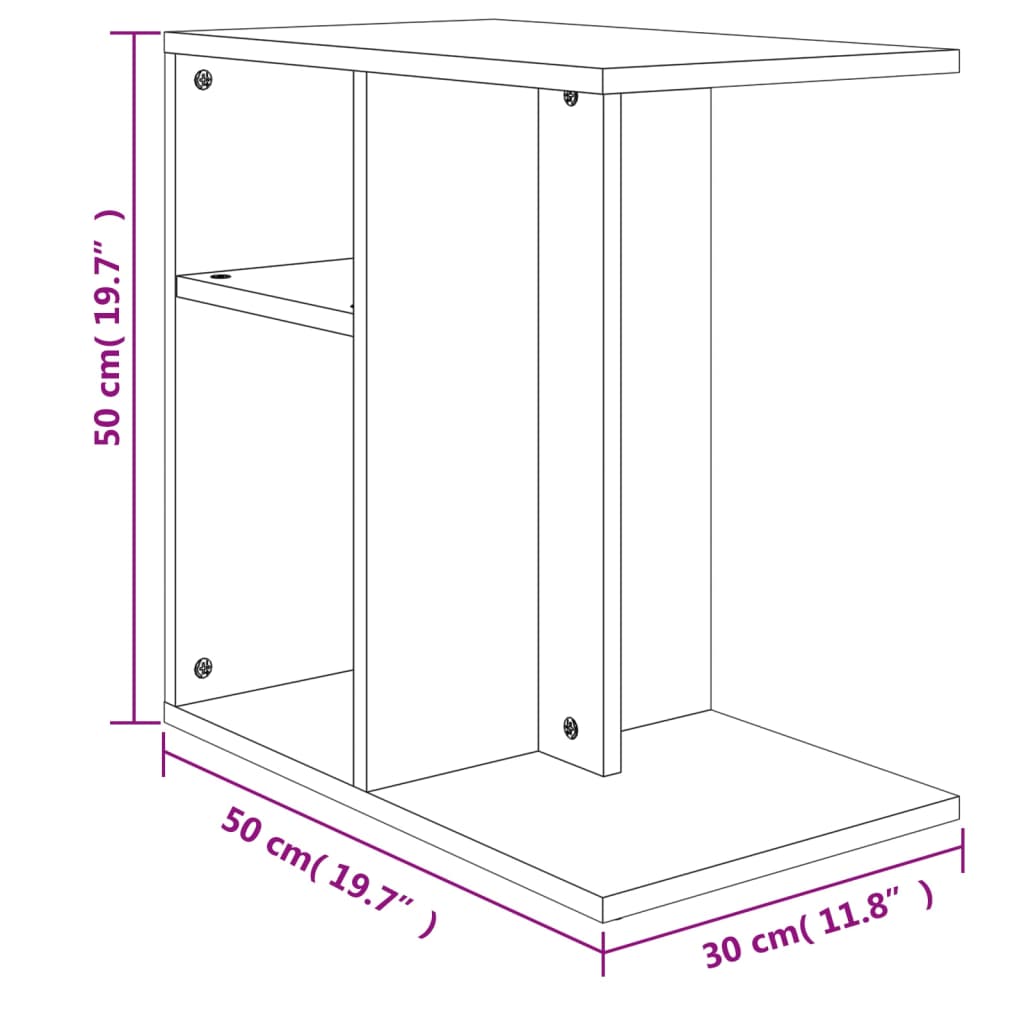 vidaXL Beistelltisch Sonoma-Eiche 50x30x50 cm Holzwerkstoff