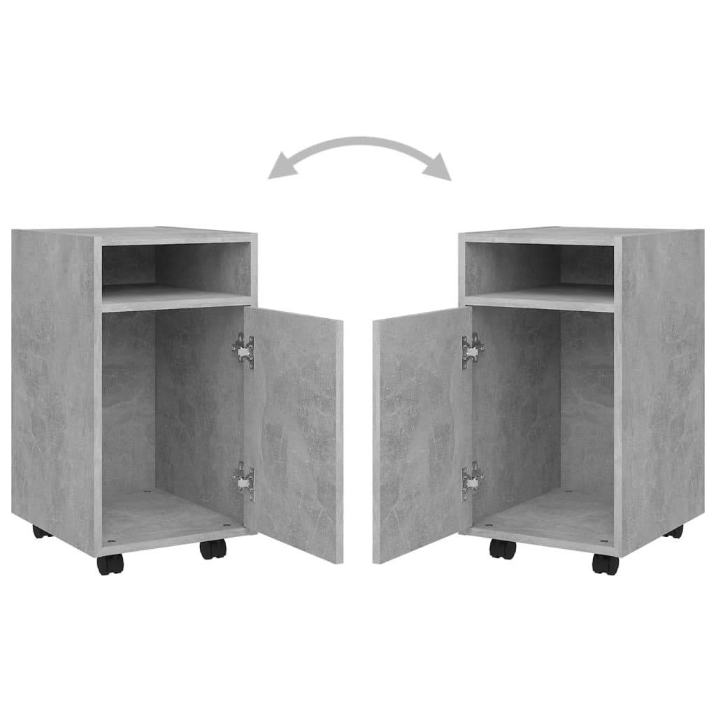 vidaXL Beistellschrank mit Rollen Betongrau 33x38x60 cm Holzwerkstoff