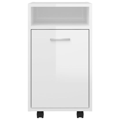 vidaXL Beistellschrank mit Rollen Hochglanz-Weiß 33x38x60 cm