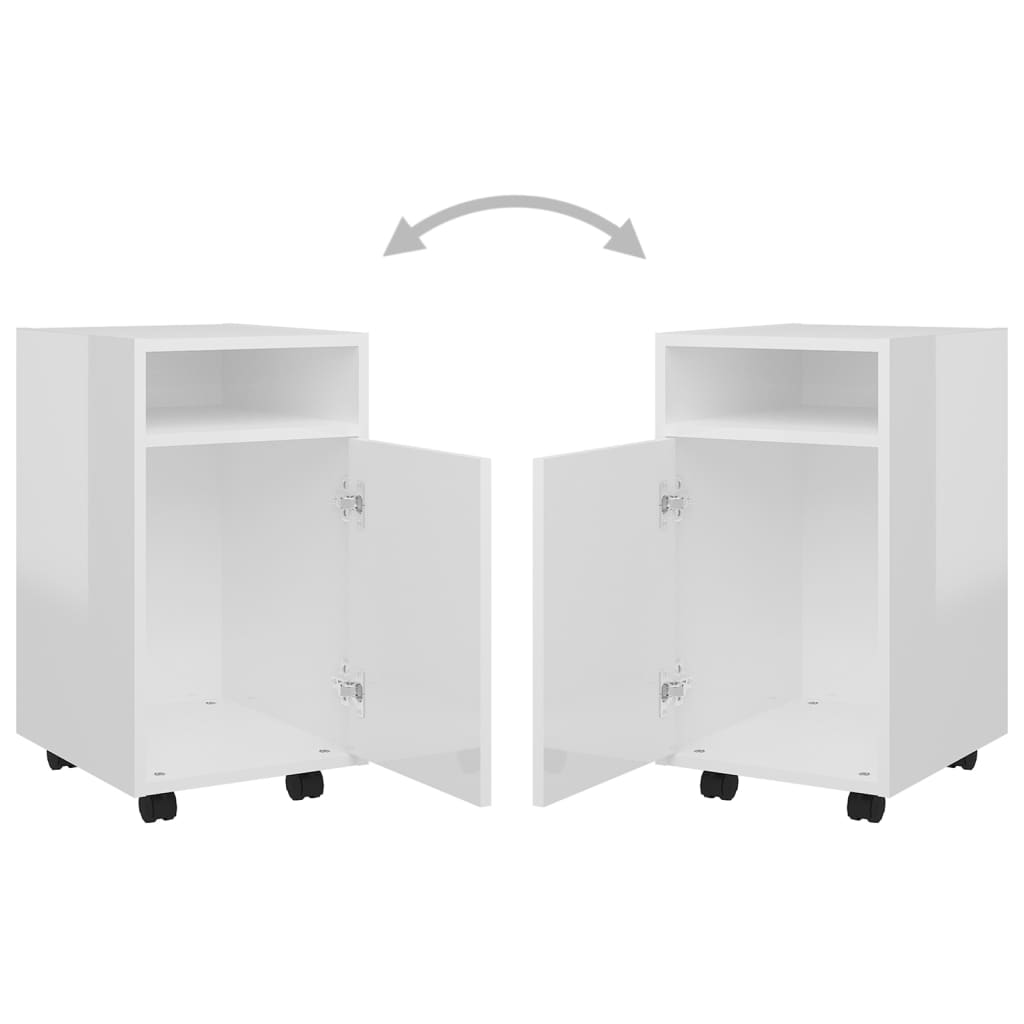 vidaXL Beistellschrank mit Rollen Hochglanz-Weiß 33x38x60 cm