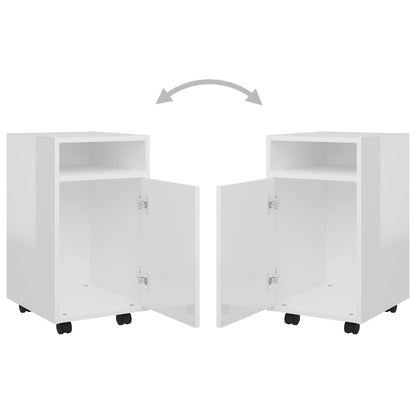 vidaXL Beistellschrank mit Rollen Hochglanz-Weiß 33x38x60 cm