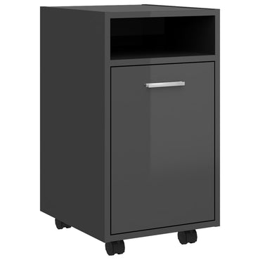 vidaXL Meuble d'appoint à roulettes Gris brillant 33x38x60 cm