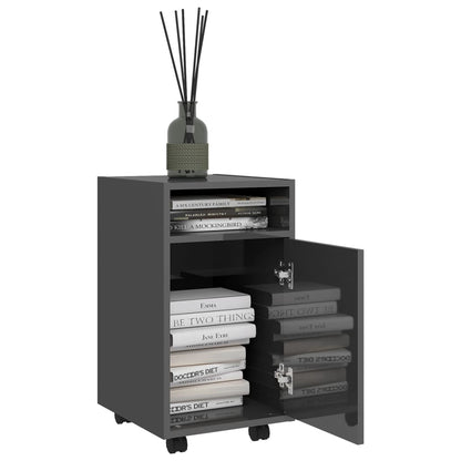vidaXL Meuble d'appoint à roulettes Gris brillant 33x38x60 cm