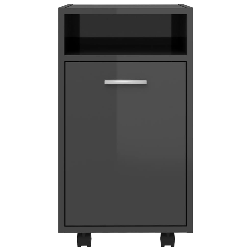 vidaXL Meuble d'appoint à roulettes Gris brillant 33x38x60 cm