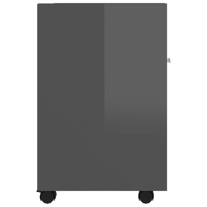 vidaXL Meuble d'appoint à roulettes Gris brillant 33x38x60 cm