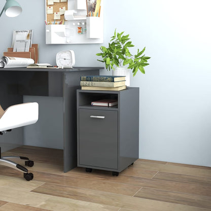 vidaXL Meuble d'appoint à roulettes Gris brillant 33x38x60 cm
