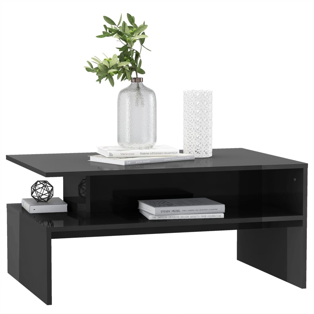 vidaXL Table basse gris brillant 90x60x42,5 cm Aggloméré