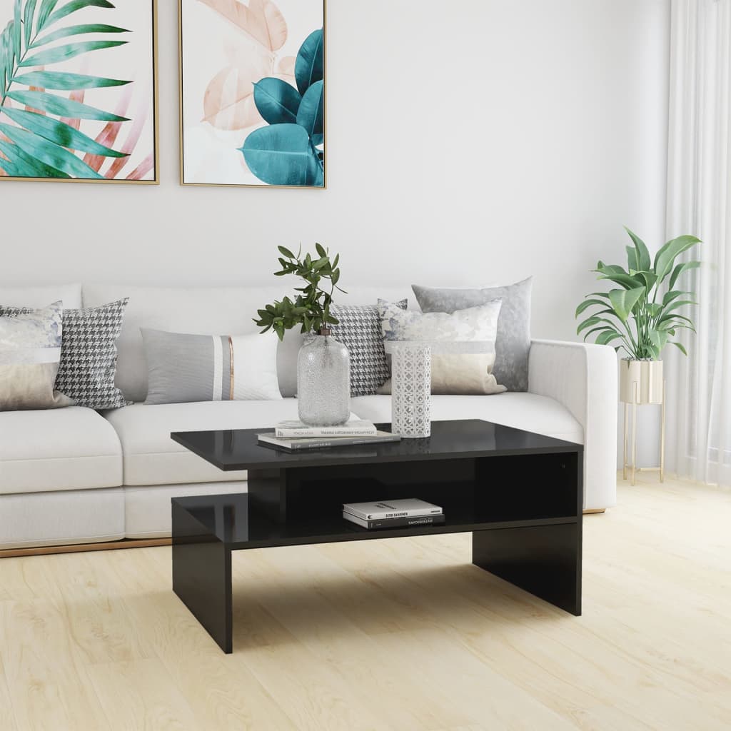 vidaXL Table basse gris brillant 90x60x42,5 cm Aggloméré