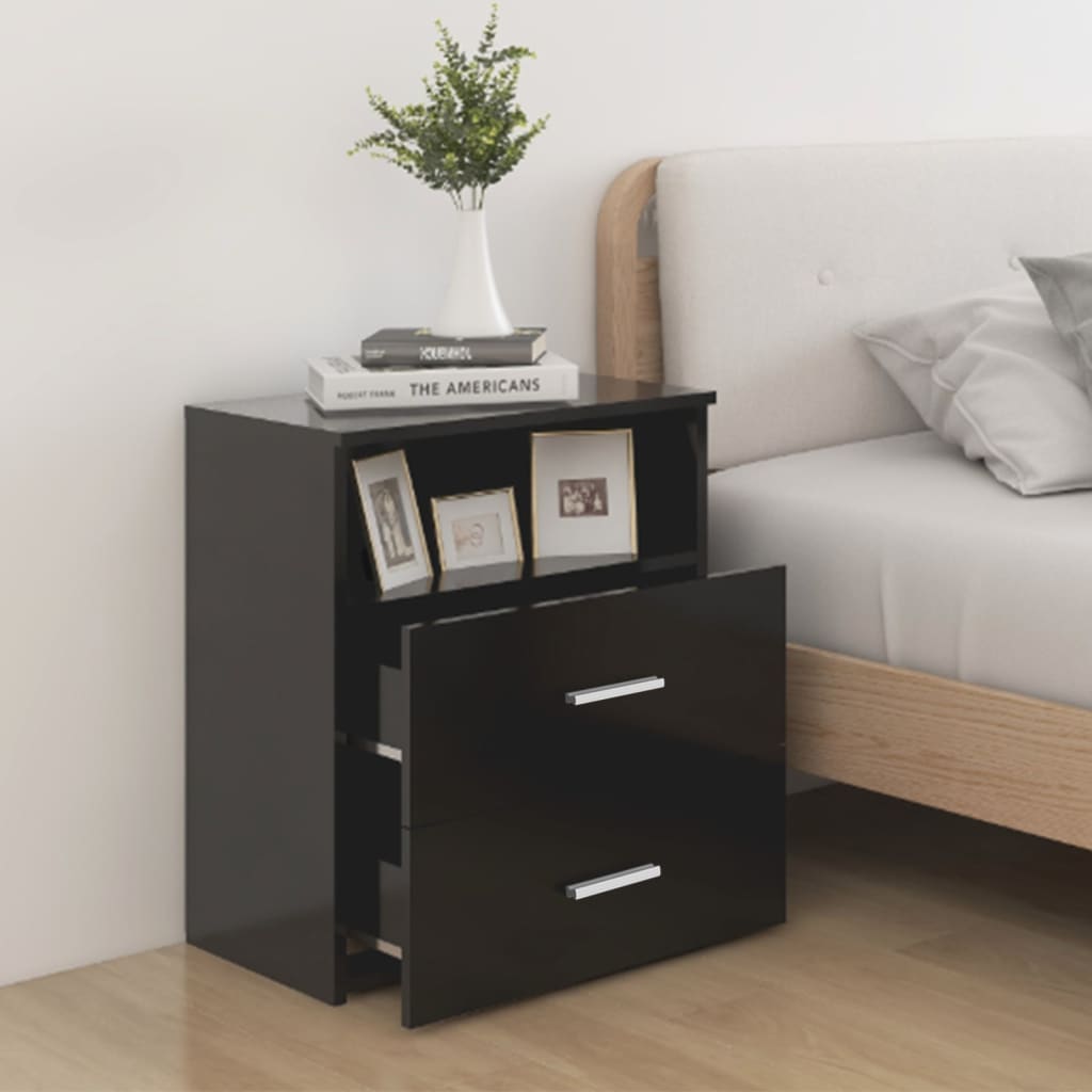 vidaXL Table de chevet noire 50x32x60 cm