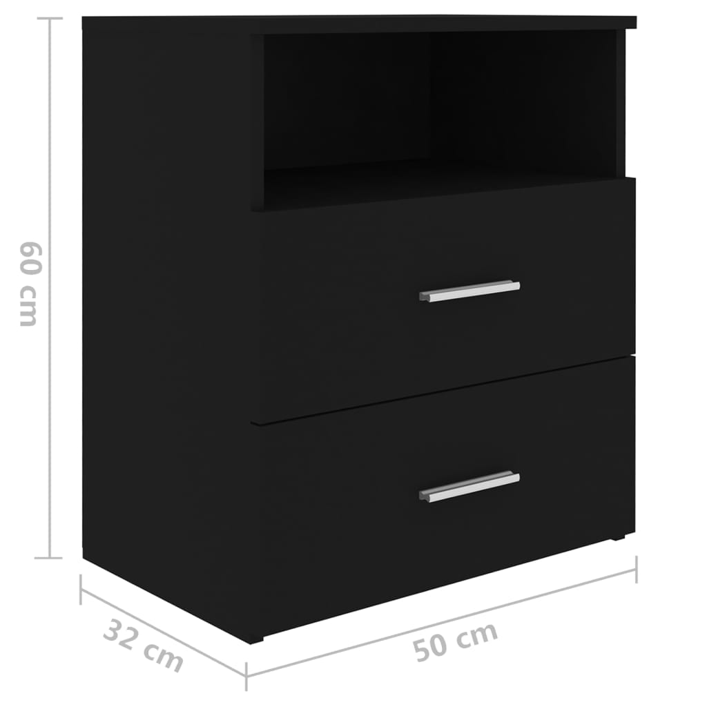 vidaXL Table de chevet noire 50x32x60 cm