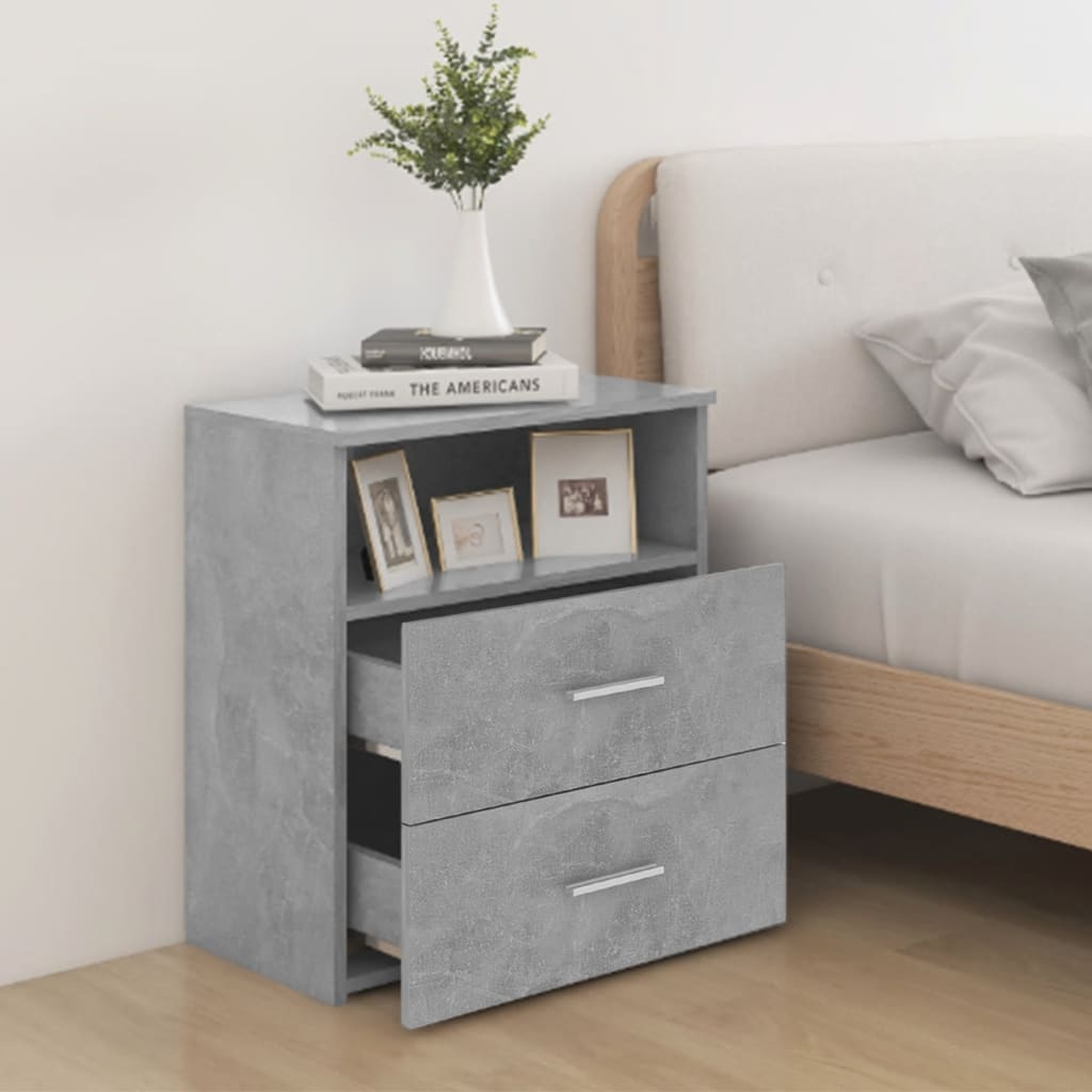 vidaXL Table de chevet gris béton 50x32x60 cm