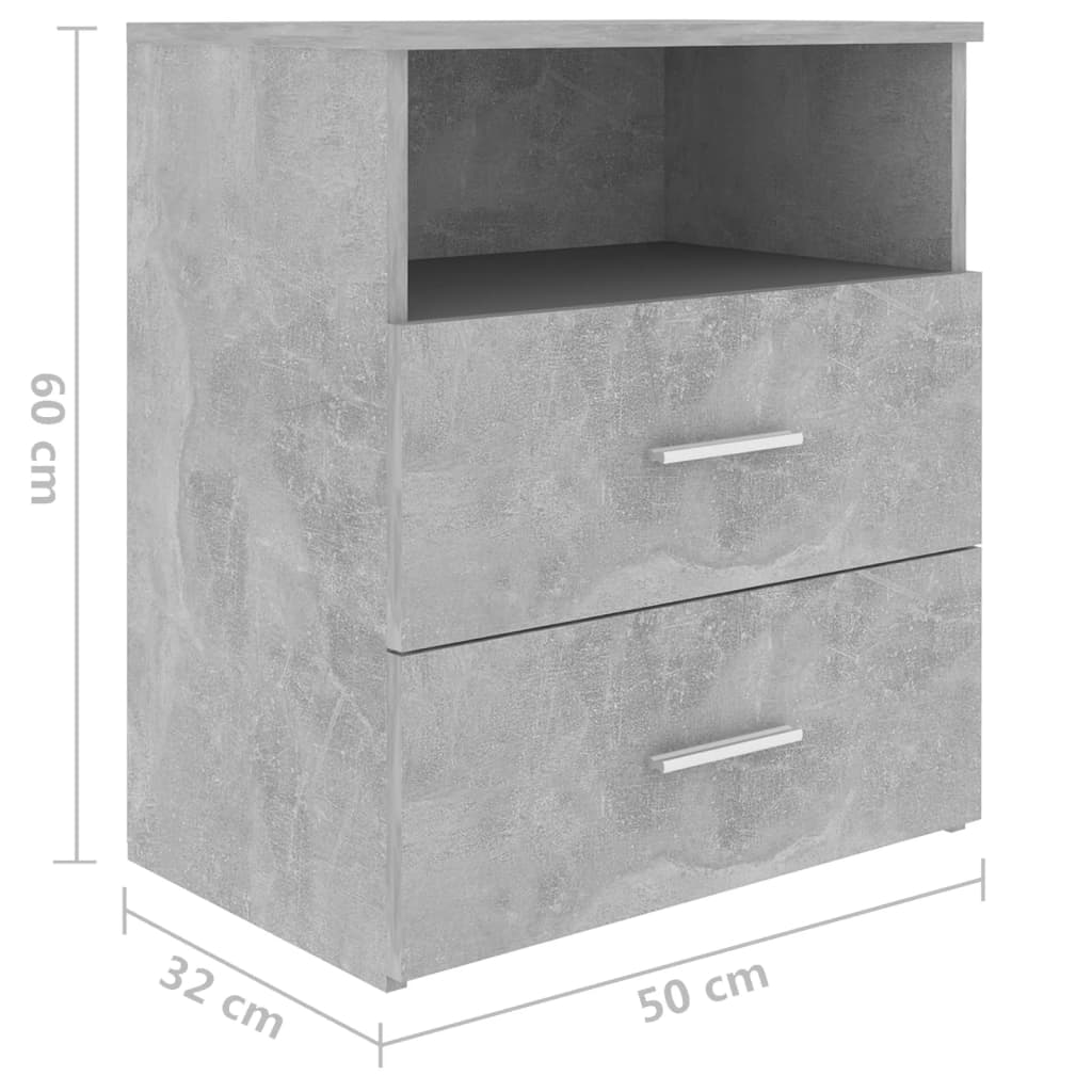vidaXL Table de chevet gris béton 50x32x60 cm
